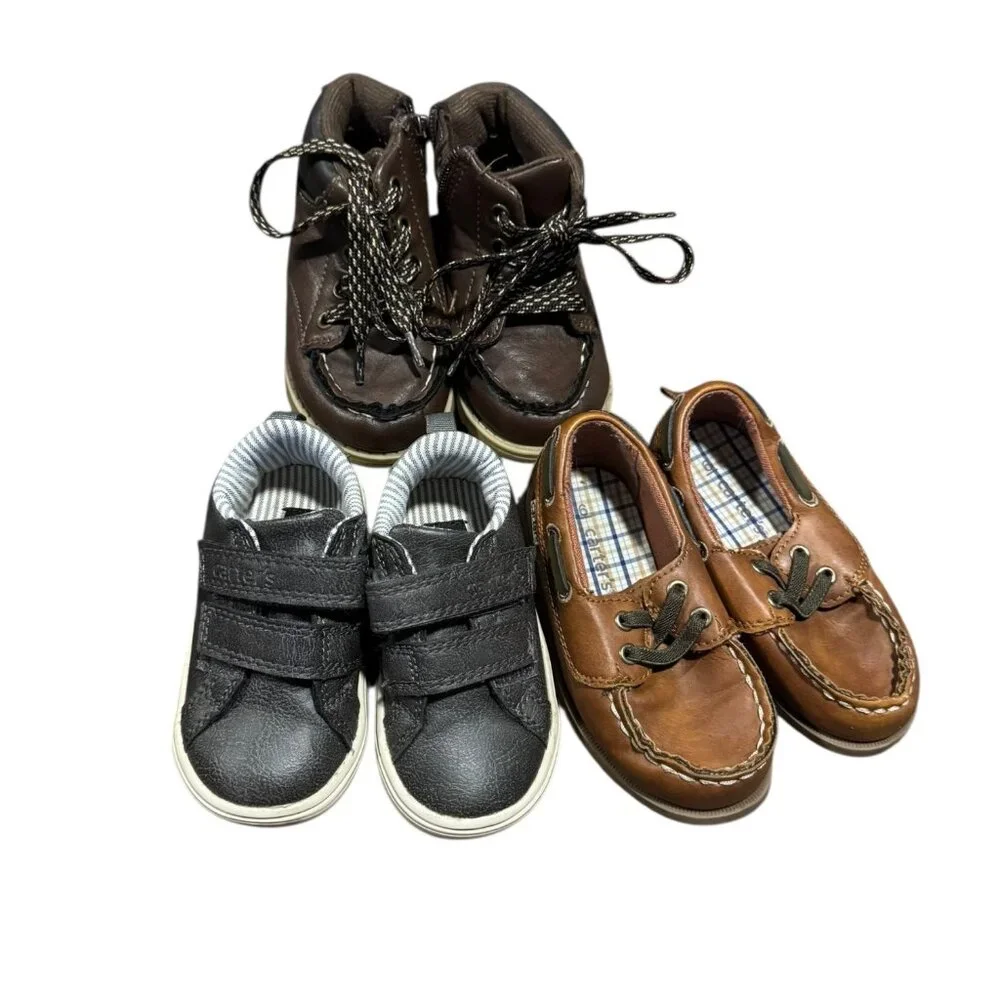 Carters Toddler Set of 3 Shoes Boots Sz 6 Brown Gray